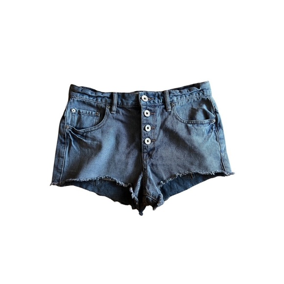 Free People High-Waisted DistressedDenim Shorts - Size 27 Y2K summer casual
